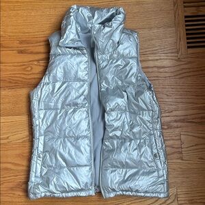 Old Navy Metallic Silver Puffer Vest